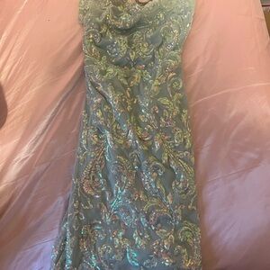 Windsor Blue and Gold Sequin Dress